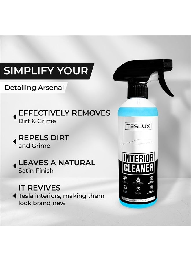 Teslux Interior Cleaner For Tesla White & Black Vegan Leather - Stain Remover - Solution for Complete Interior Cleaning - Ideal for Seats, Doors, Console, Dash - Accessories For Tesla Model 3, Y, S, X - Image 5