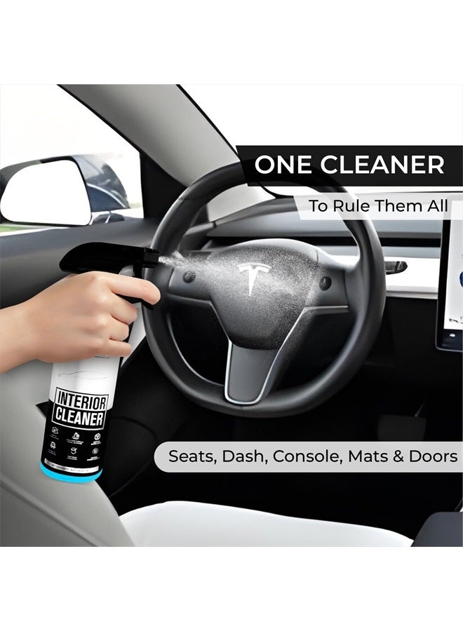 Teslux Interior Cleaner For Tesla White & Black Vegan Leather - Stain Remover - Solution for Complete Interior Cleaning - Ideal for Seats, Doors, Console, Dash - Accessories For Tesla Model 3, Y, S, X - Image 4