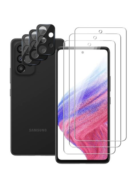 Samsung Galaxy A55 Screen Protector with Camera Lens Protector, Fingerprint Unlock Support,Touch Sensitive, Bubble Free 9H Hardness Anti-Scratch Screen Protector for Samsung A55 5G (3+3 Pack)