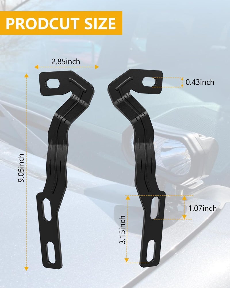NORTHYUN Tacoma Ditch Light Bracket Hood Mount LED Pod Mounting Brackets Compatible with Toyota Tacoma 2016-2020 for Auxiliary Pod Work Lights - Image 2