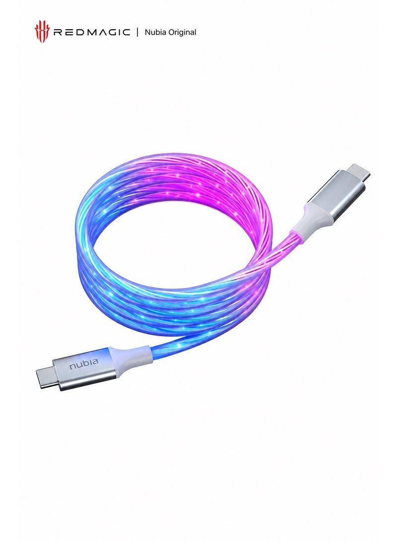 Nubia GT Original 100W RGB USB C Fast Charging Cable, Semi Transparent, 5A E-Marker Cable for RedMagic, Nubia, Astra, Samsung Galaxy, Android, iPad and iPhone 15/16/17 - Image 1