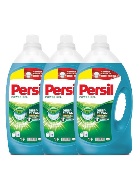 Low Foam Power Gel Liquid Laundry Detergent with Deep Clean Technology 4.8L Pack of 3
