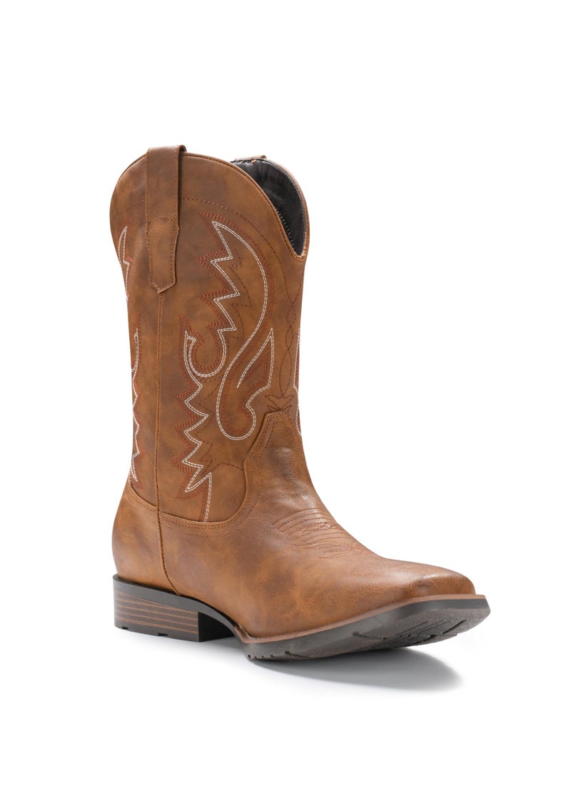 IUV Cowboy Boots For Men Western Boot Durable Fashionable Retro Classic Embroidered Pull On Slip Resistant Boots - Image 4