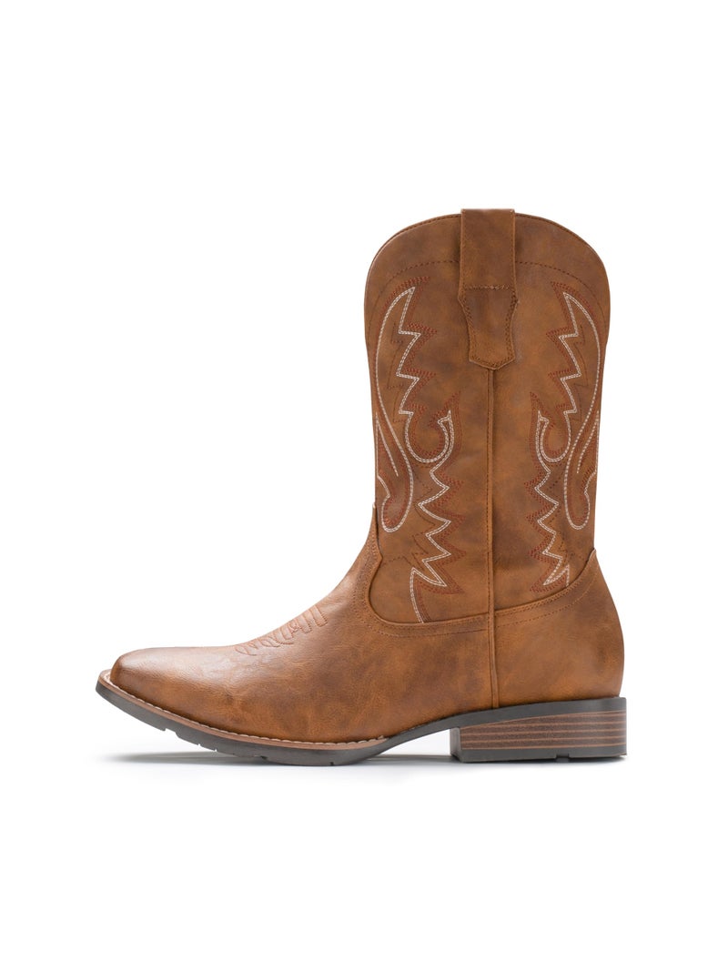 IUV Cowboy Boots For Men Western Boot Durable Fashionable Retro Classic Embroidered Pull On Slip Resistant Boots - Image 5