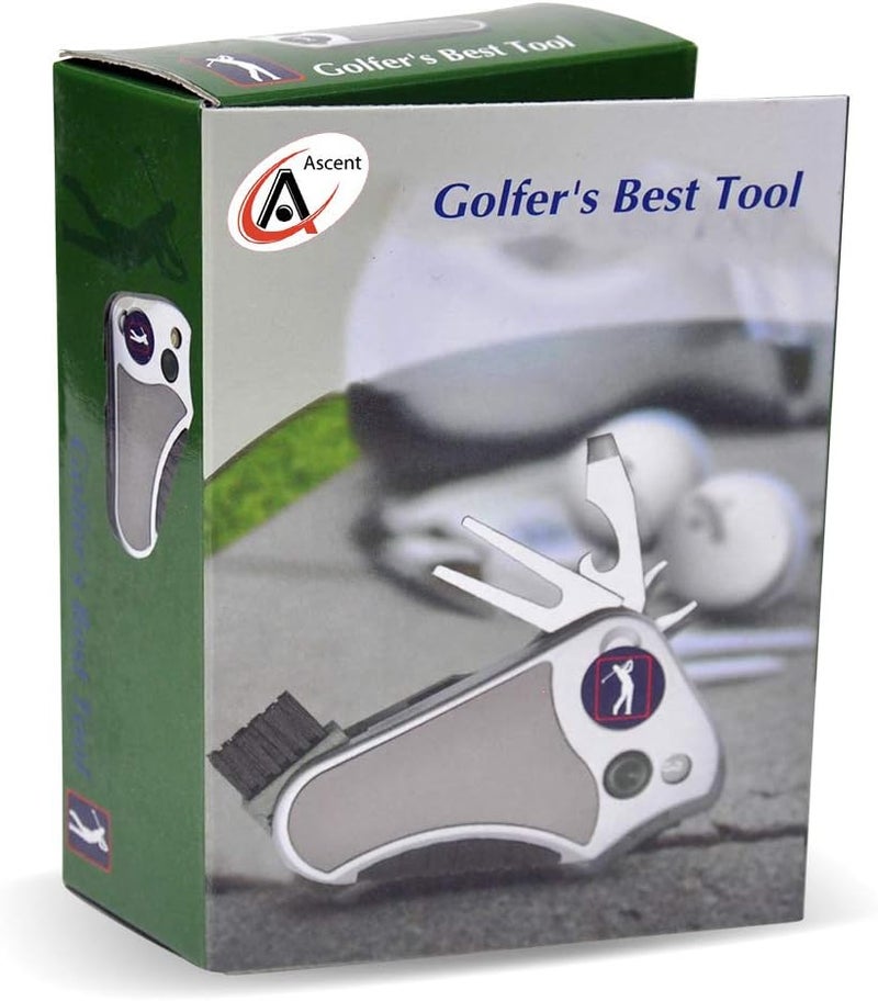 Ascent Golfer's Best Tool – 6-in-1 Golf Multitool for Men & Women | Stroke Counter, Divot Repair, Brush, Ball Marker, Cleat Tightener, Club Cleaner | Compact Golf Gift & Souvenir - Image 3
