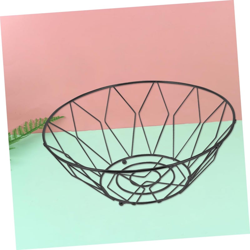 Black Wrought Iron Fruit Basket Kitchen Produce Organizer Counter Storage Rack - Image 4