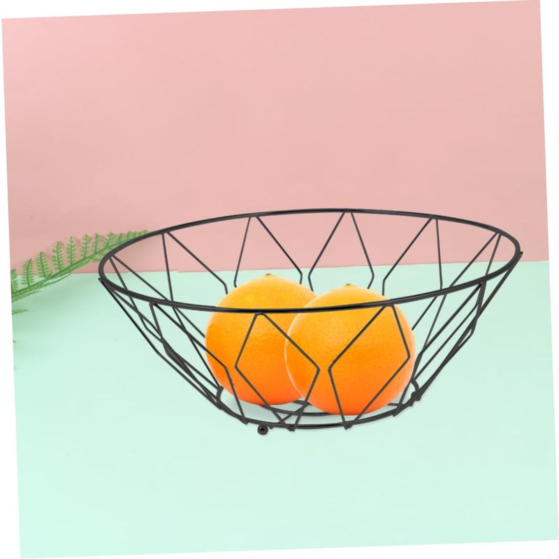 Black Wrought Iron Fruit Basket Kitchen Produce Organizer Counter Storage Rack - Image 5