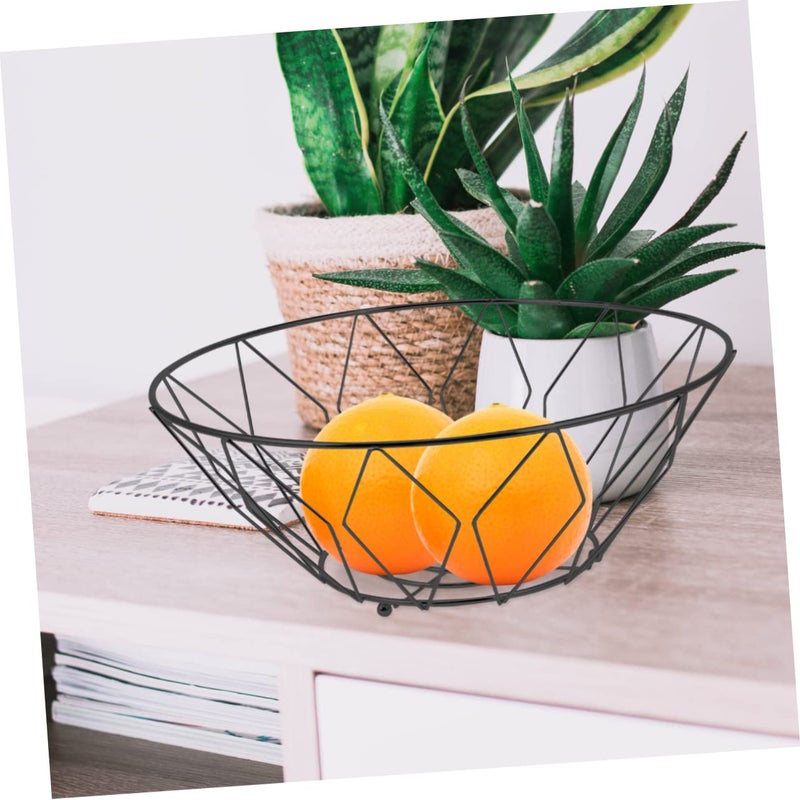 Black Wrought Iron Fruit Basket Kitchen Produce Organizer Counter Storage Rack - Image 3