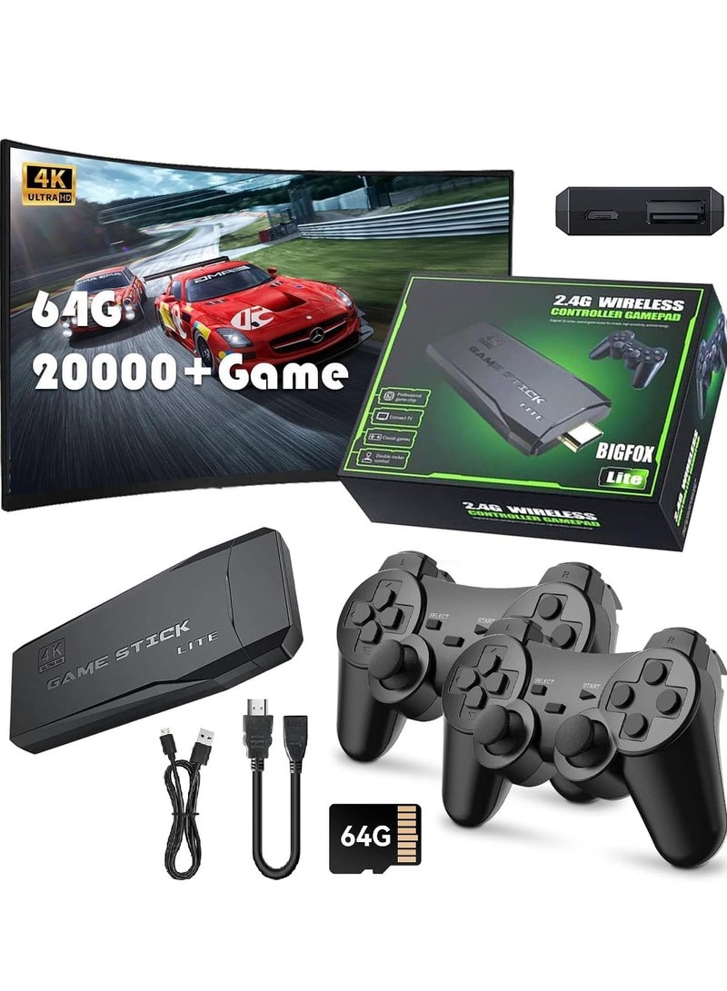 وحدة تحكم ألعاب ريترو مع أكثر من 20000 لعبة، وحدة تحكم ألعاب بدقة 4K بسعة 64 جيجابايت مع 9 محاكيات مدمجة ووحدتي تحكم لاسلكيتين 2.4 جيجاهرتز، ألعاب فيديو ريترو جاهزة للتوصيل والتشغيل على التلفزيون - Image 1