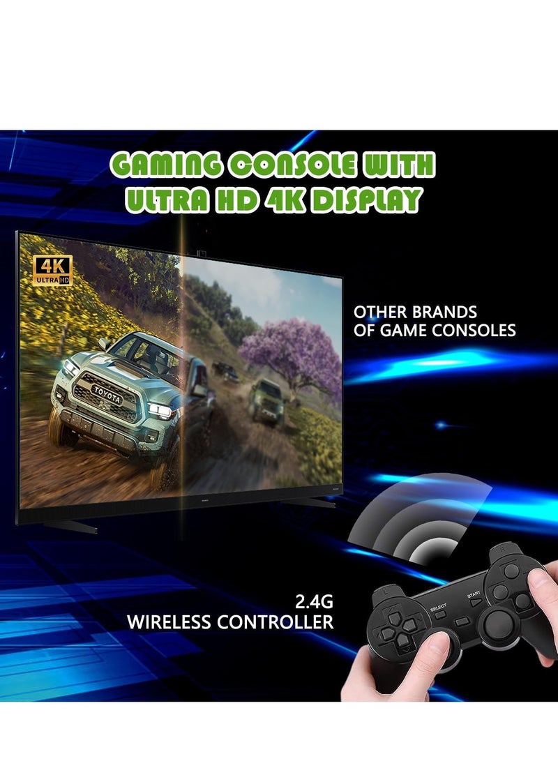 وحدة تحكم ألعاب ريترو مع أكثر من 20000 لعبة، وحدة تحكم ألعاب بدقة 4K بسعة 64 جيجابايت مع 9 محاكيات مدمجة ووحدتي تحكم لاسلكيتين 2.4 جيجاهرتز، ألعاب فيديو ريترو جاهزة للتوصيل والتشغيل على التلفزيون - Image 2