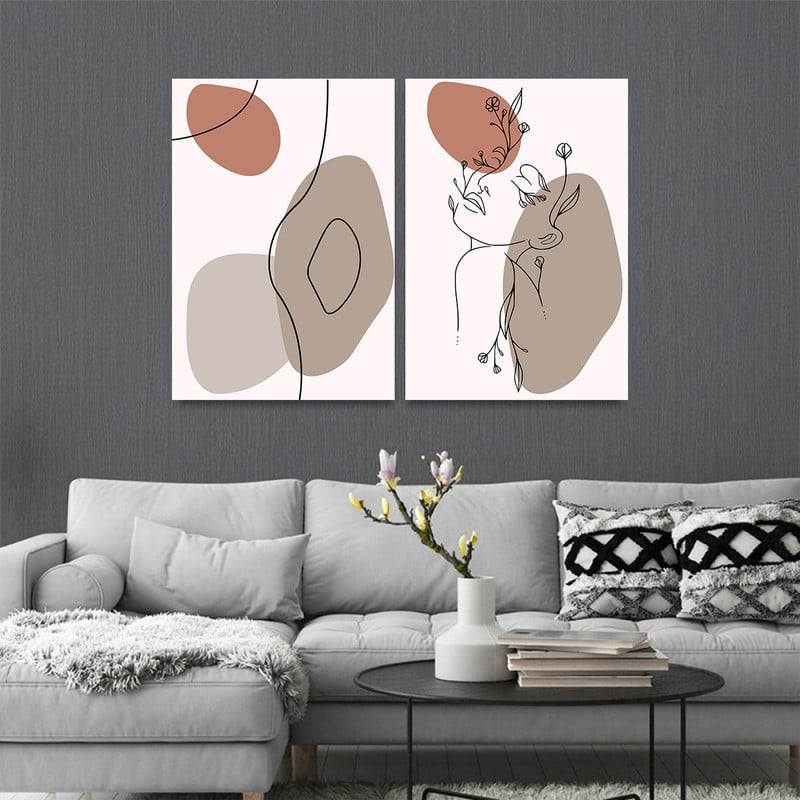 ماركتنا لوحة قماشية ثنائية بتصميم الفن البوهيمي بمقاس اجمالي 80×60 سم - Image 2