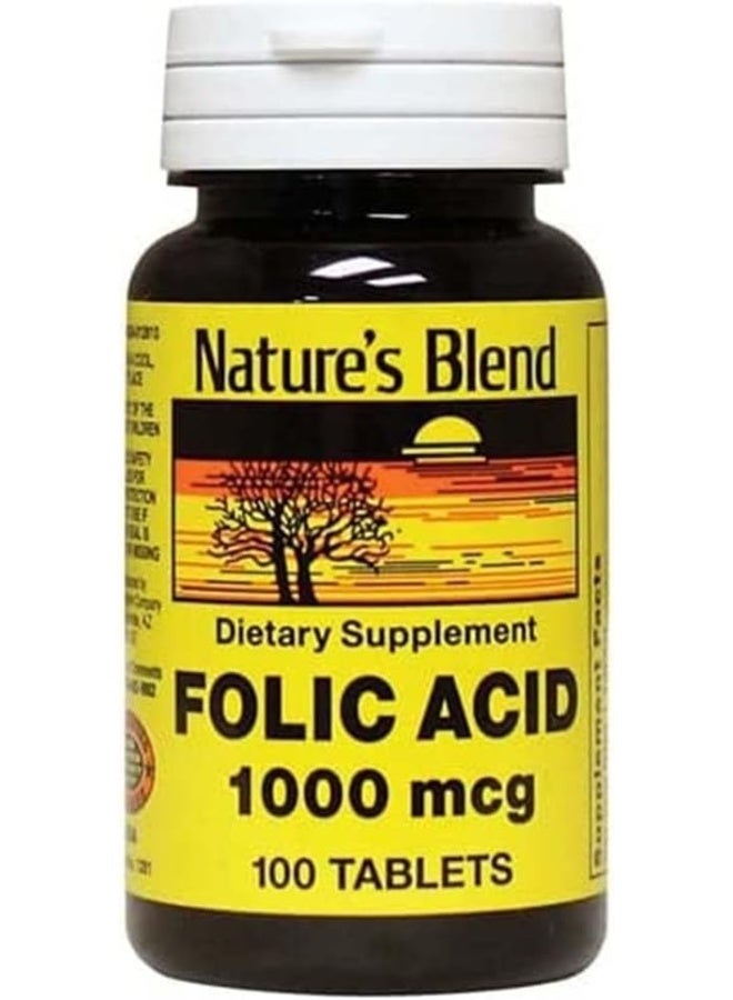 Swanson Nature's Blend Folic Acid 1000 mcg 100 Tablets - Image 1