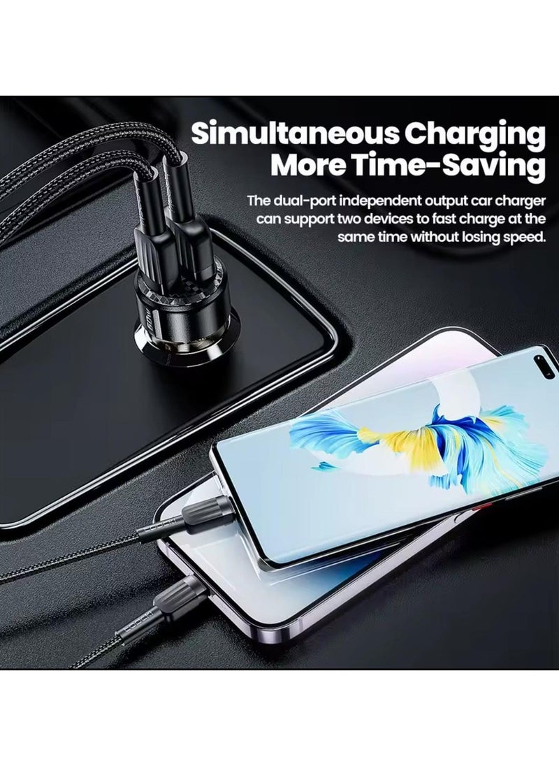 شاحن سيارة Toocki 60 واط، شحن سريع 30 واط، جراب شفاف، PD 27 واط لشحن Fast Charge  - Image 4