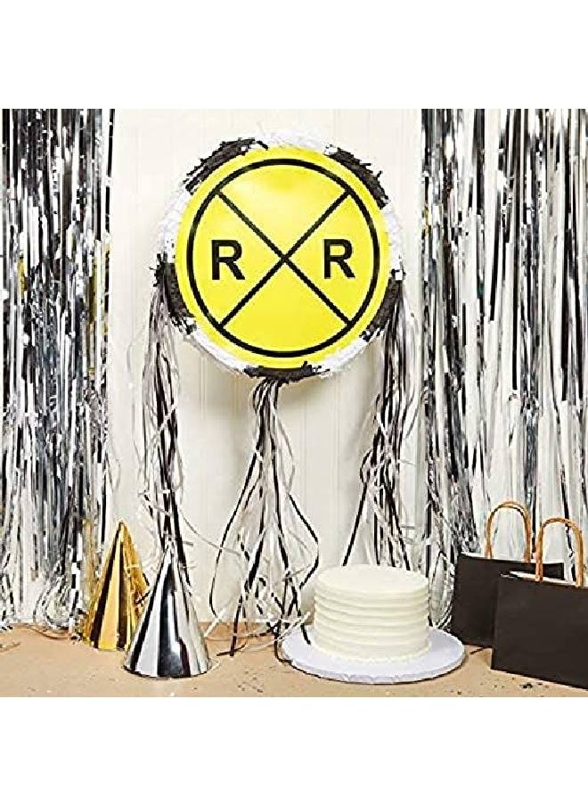 Blue Panda Small Pull String Pinata For Train Birthday Party Railroad Crossing Sign (13 X 13 X 3 In)  - Image 3
