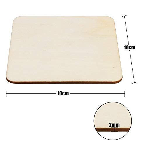 SKPPC 40Pcs Unfinished Laser Engraving Carving Blank Wood Pieces for Painting, Coasters, DIY Arts Craft Project, Staining and Decorations - Image 2