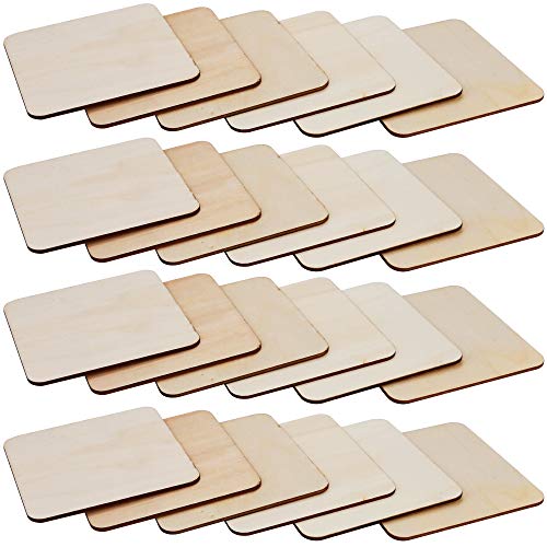 SKPPC 40Pcs Unfinished Laser Engraving Carving Blank Wood Pieces for Painting, Coasters, DIY Arts Craft Project, Staining and Decorations - Image 4