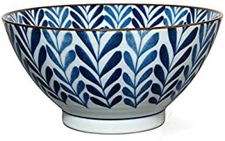 Japanese Blue and White Fern Design Large Soup or Noodle Bowl