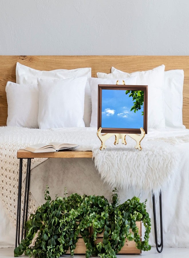 PATIKIL 5" Acrylic Decorative Plate Stand Holder, 2 Pack Table Use Foldable Picture Easel Frame Holder for Displaying Photos, Card, Canvases, White Gold - Image 5