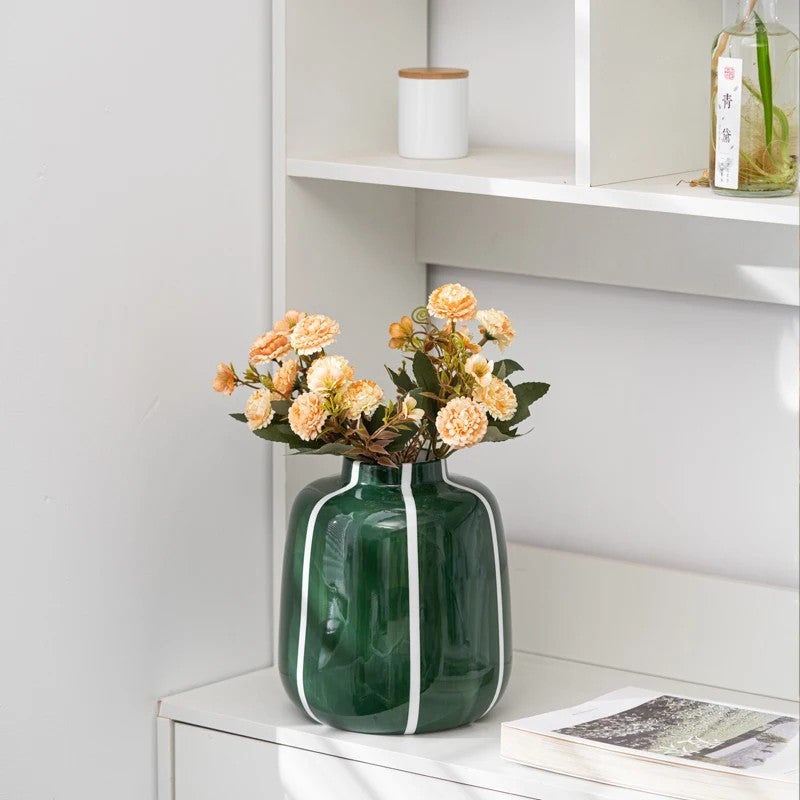 Bluejw Top Grade Simple Green Ceramic Vases - Set of 2 Round Matte Vases for Pampas Grass & Modern Home Decor - Image 5