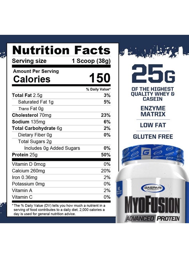 Gaspari Nutrition Gaspari Nutrition Myofusion Advanced Protein, Protein Blend with Whey Protein, Casein Protein and Isolate Protein, Low Fat and Gluten Free (2lbs, Vanilla Ice Cream)  - Image 1