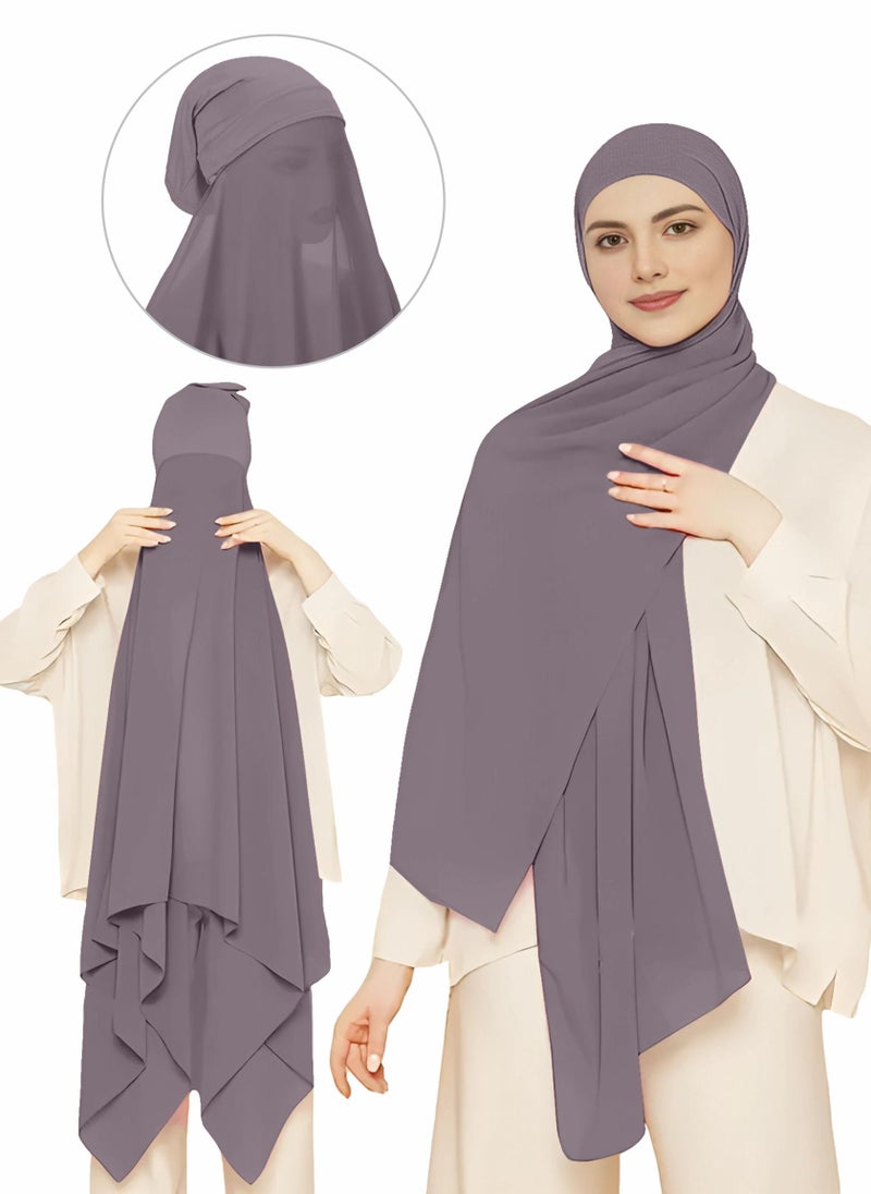 NUKHBAA Instant Hijab Wrap,Pullover Head Scarf with Tube Undercap Rocket Metallic color Hijab-HC6 - Image 1
