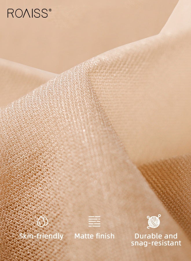 رويس جوارب نسائية صيفية رفيعة جدًا، مقاس كبير، ثلاث قطع، مضادة للتشابك، شفافة، بحزام خصر مانع للانزلاق، بأصابع معززة، قابلة للتهوية، لون بيج، للنساء ذوات القوام الممتلئ (ثلاثة ألوان) - Image 4