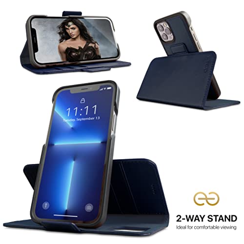 Dreem Fibonacci Wallet Case for iPhone 13 Pro Max | 2-in-1 Detachable Vegan Leather Cover with Built-in Kick-Stand, RFID Blocking Card Holder, MagSafe Compatible[Royal] - Image 3