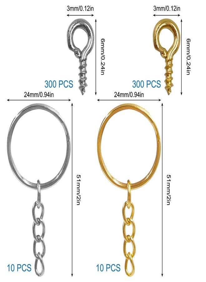CKANDAY 600 Pcs Small Eye Pins, 20 Pcs 1 Inch Key Ring With Chain and Open Jump, Hooks, Eyelets Mini Self Tapping Screw Threaded Clasps for Jewelry Making, 4 x 8mm, 2 Colors - Image 2