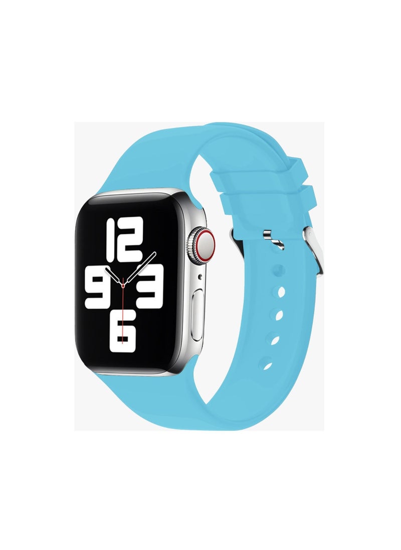 GREEN LION Green Lion Silicone Band with Buckle Watch Strap for Apple Watch 42/44/45MM - Sky Blue 
