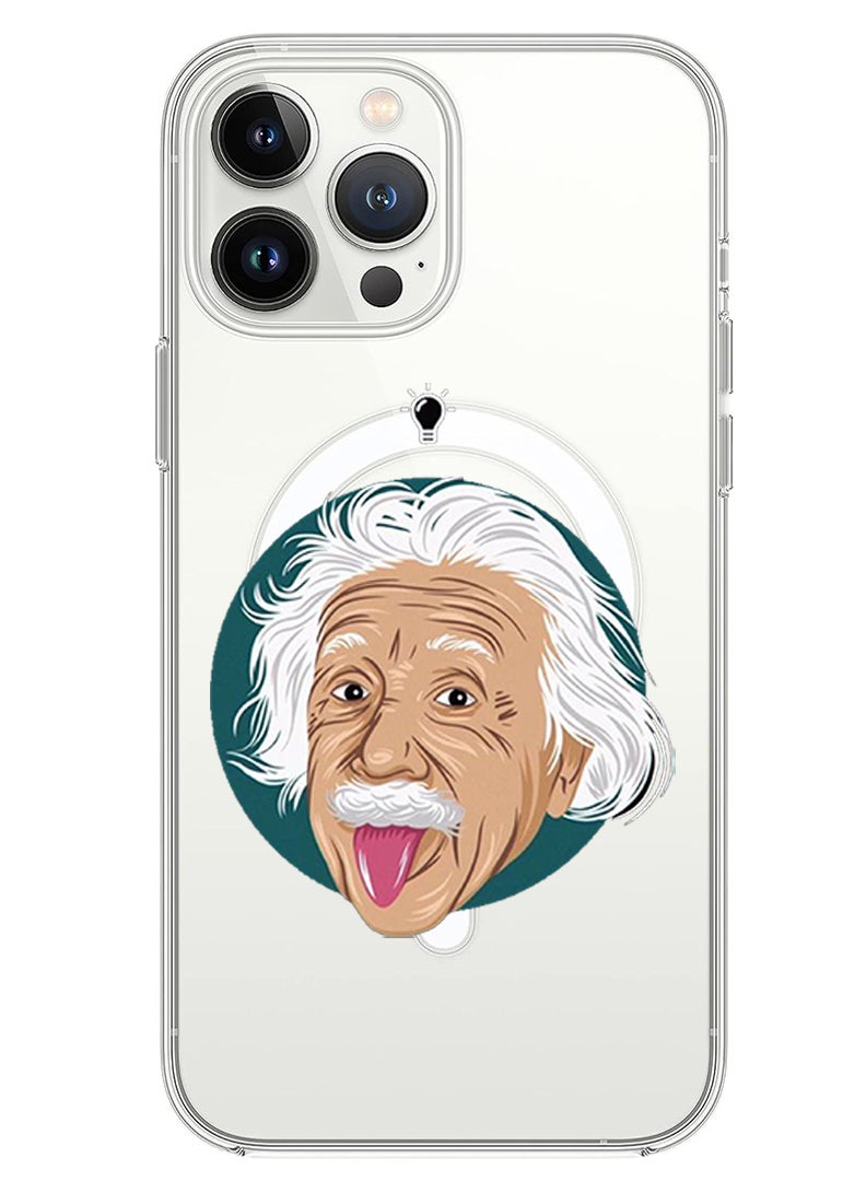 Theodor غطاء مغناطيسي لهاتف iPhone 14 Pro Max 6.7 بوصة متوافق مع الشحن اللاسلكي MagSafe، واقي صدمات لهاتف بنسخة فكرة أينشتاين - Image 1