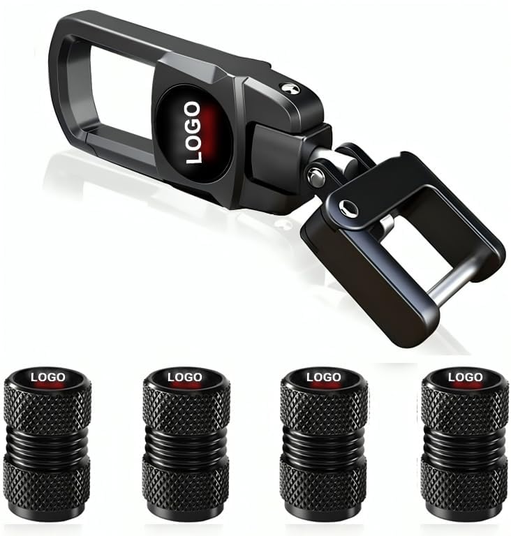 GREENWORLD BLACK HEAVY DUTY KEYCHAIN WITH 4 PIECE BLACK TYRE VALVE CAP WITH O-RING (AU-DDI) - Image 2