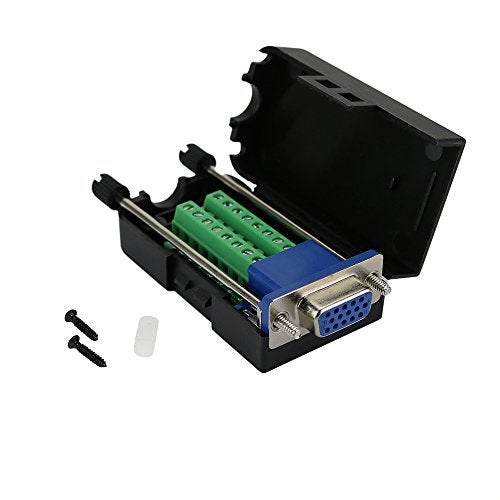 Twinkle Bay TwinkleBay D-SUB DB15 Female 15Pin Jack Port to Terminal Breakout Board Connector 3Row Plug, DR15 VGA Female with Case - Image 1