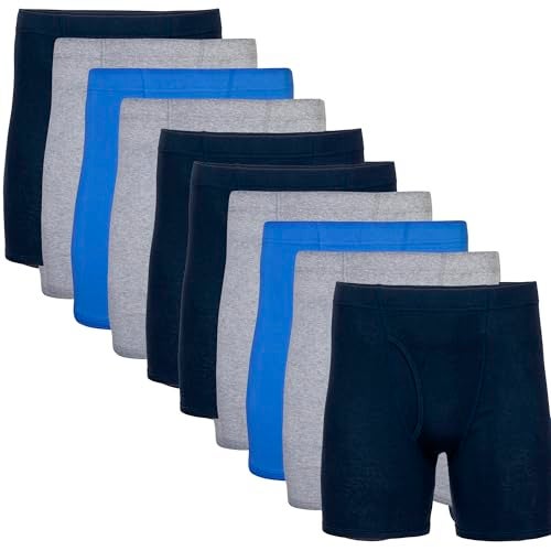 Gildan Men's Underwear Covered Waistband Boxer Briefs, Multipack, Mixed Royal (10-Pack) - Image 1