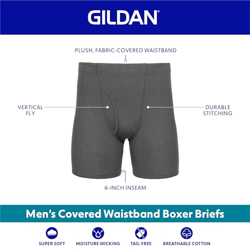 Gildan Men's Underwear Covered Waistband Boxer Briefs, Multipack, Mixed Royal (10-Pack) - Image 2