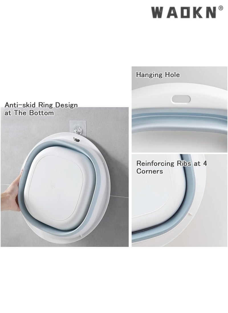 WAOKN Collapsible Wash Basin, Plastic+TPR Buckets, Portable and Space Saving, Multi-Function Use, Large and High Capacity (Pack of 3)