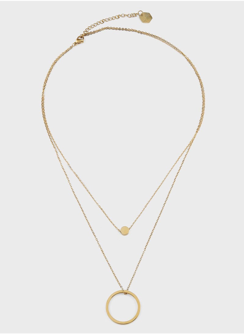 Lady Mauve LYRA DOUBLE OPEN CIRCLE PENDANT NECKLACE  - Image 3
