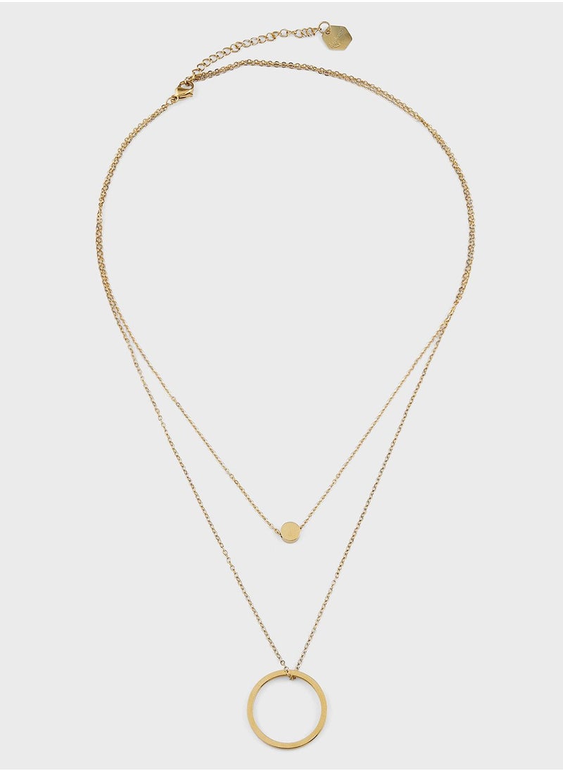 Lady Mauve LYRA DOUBLE OPEN CIRCLE PENDANT NECKLACE  - Image 1