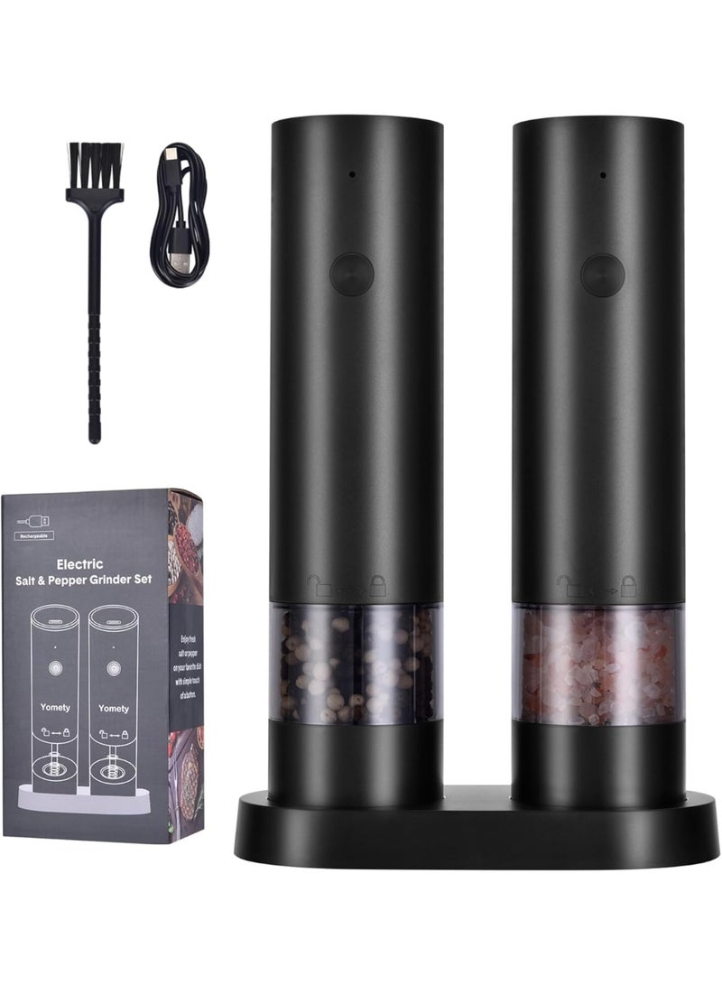 Telfun Electric Salt and Pepper Grinder Set-Rechargeable Salt and Pepper Mill Set All in One, Automatic Refillable Adjustable Coarseness Ceramic Grinder - Image 1