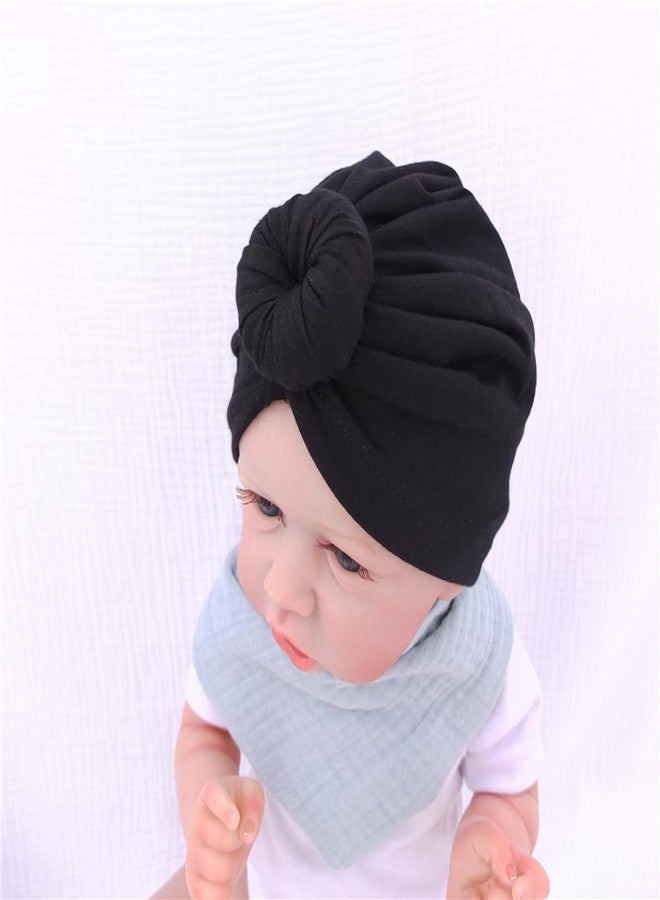 Sugarmelon Silky Satin Lined Turban Hat for Babies Infant Toddler Girls Boys Bonnet Newborn Cotton Beanie Little Kids Shower Caps (0-6M 101 Cott Black) - Image 2