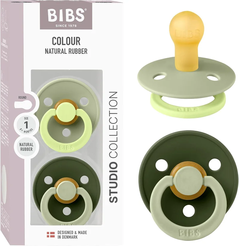 BIBS BIBS Studio Colour Pacifier 2-Pack - Sage & Hunter Green