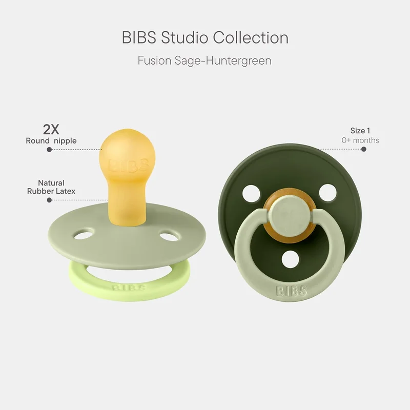 BIBS BIBS Studio Colour Pacifier 2-Pack - Sage & Hunter Green