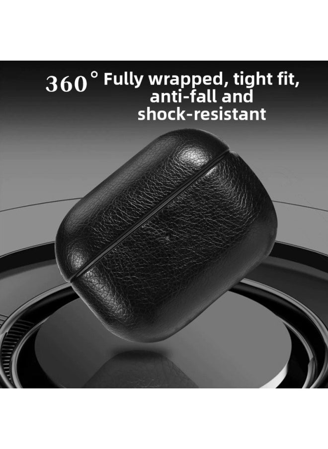 Generic - Full Cover Cowhide Protective Case For Apple Airpods Pro 2 3 And Airpods 4 Leather Shell Portable Design Handmade Craftsmanship-Color:Black-Applicable Model:Airpods Pro - Image 1