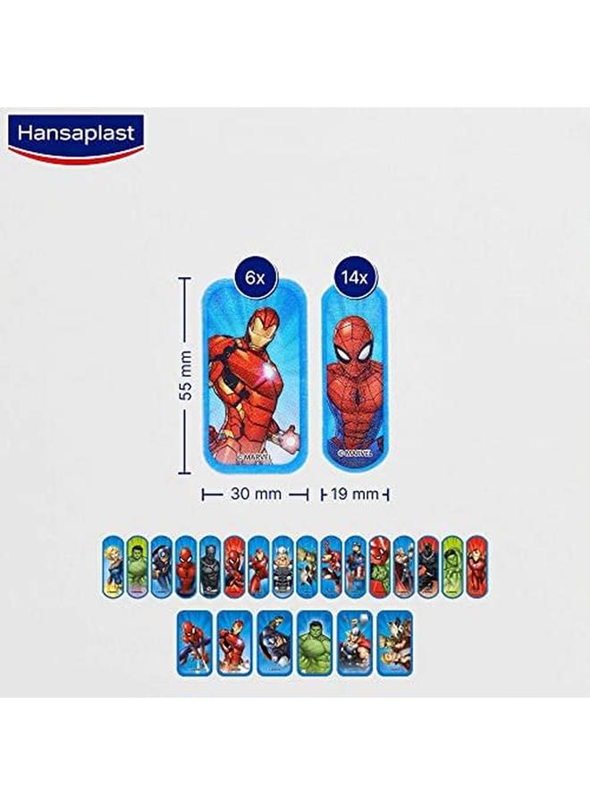 هانزابلاست بلاسترز مارفل بأحجام متنوعة، بلاسترات إسعافات أولية ملونة للأطفال، بلاسترات للأطفال بتصميمات مارفل الخارقة، بلاسترات بأحجام مختلفة، 20 شريطًا - Image 4