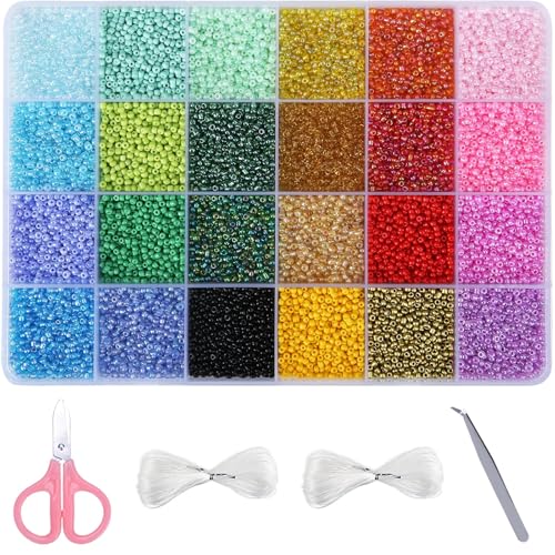 GREENTIME 22800pcs Glass Seed Beads for Bracelets Making Kit, Small Craft Beads 11/0 Waist Beads for DIY Bracelet Necklaces Craft Making Supplies (24 Colors) - Image 1
