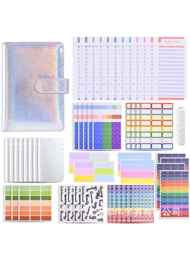 QICAI A6 Colorful Matte Laser Macaron Set Pu Notebook Cash Budget Financial Loose-leaf Book - Image 1
