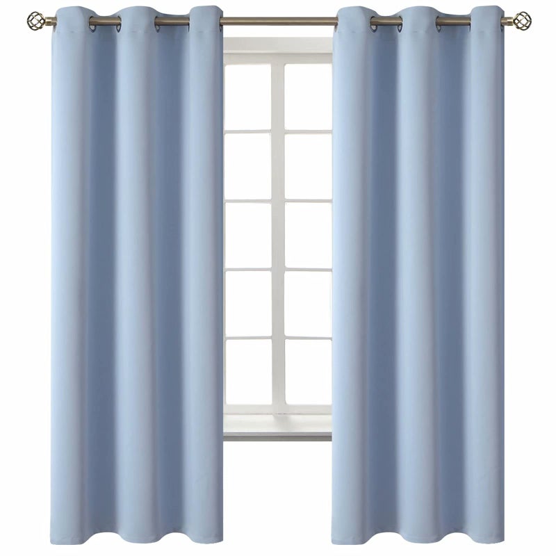 BGment Blackout Curtains for Living Room  Grommet Thermal Insulated Room Darkening Curtains for Bedroom 2 Panels of 42 x 63 Inch Spa Blue