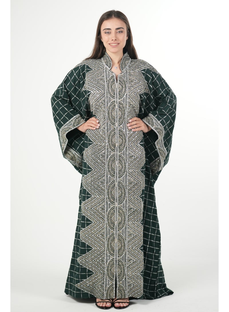 البنت الشرقية جلابية نسائية مطرزة واسعة مع حزام داخلي مقاس موحد - Image 1