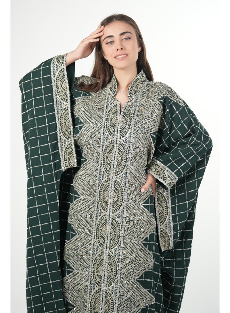 البنت الشرقية جلابية نسائية مطرزة واسعة مع حزام داخلي مقاس موحد - Image 2