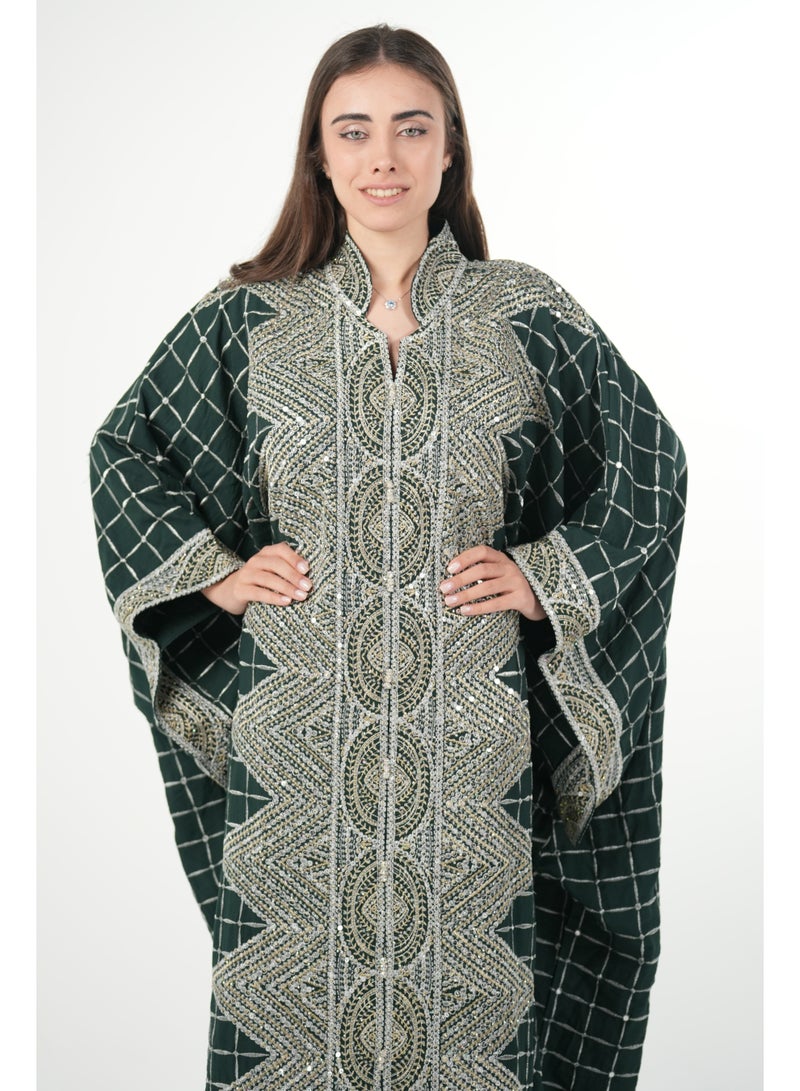 البنت الشرقية جلابية نسائية مطرزة واسعة مع حزام داخلي مقاس موحد - Image 3