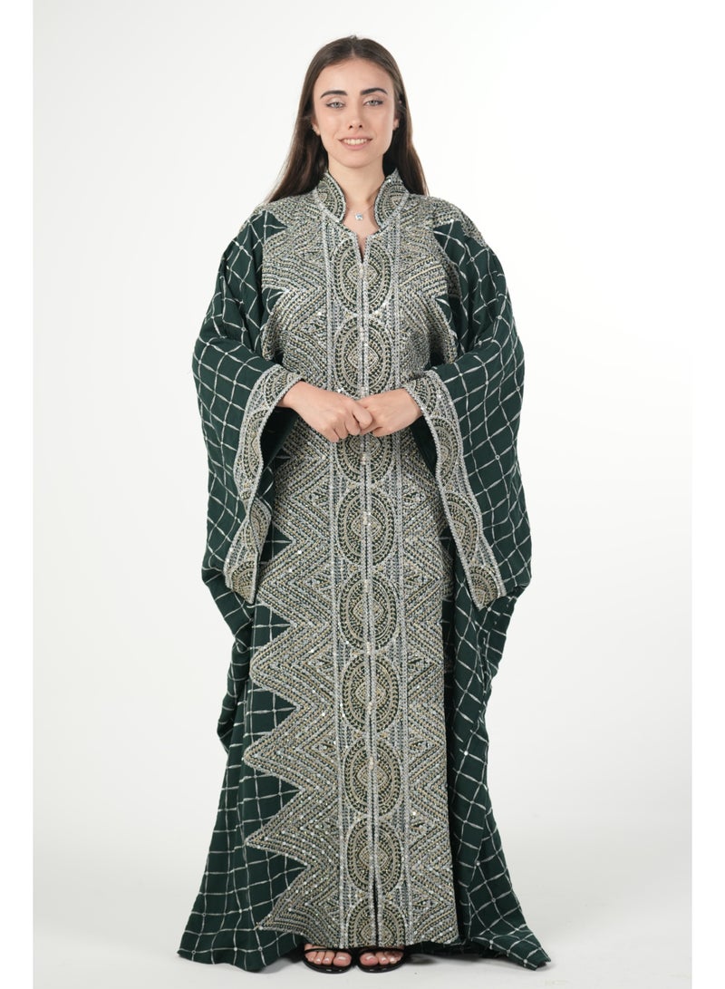 البنت الشرقية جلابية نسائية مطرزة واسعة مع حزام داخلي مقاس موحد - Image 4